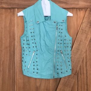 Fun light blue pleather vest size small